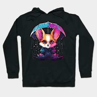 Fennec Fox Rainy Day With Umbrella Hoodie